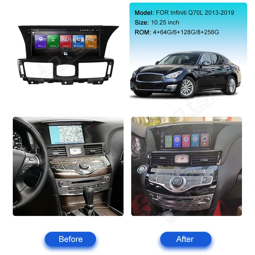 256GB Car Radio Head Unit For Infiniti Q70 Q70L M25 M35 M37 M56 2013-2018 Android 13 0 Auto Stereo Carplay GPS Navigation Player