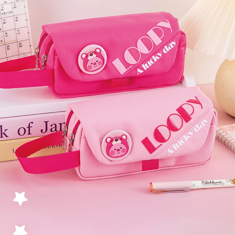 

Kawaii Miniso Anime Pencil Box Cute Loopy Cartoon Portable Durable and Sturdy Girl Heart High-Capacity Storage Bag Girls Gifts