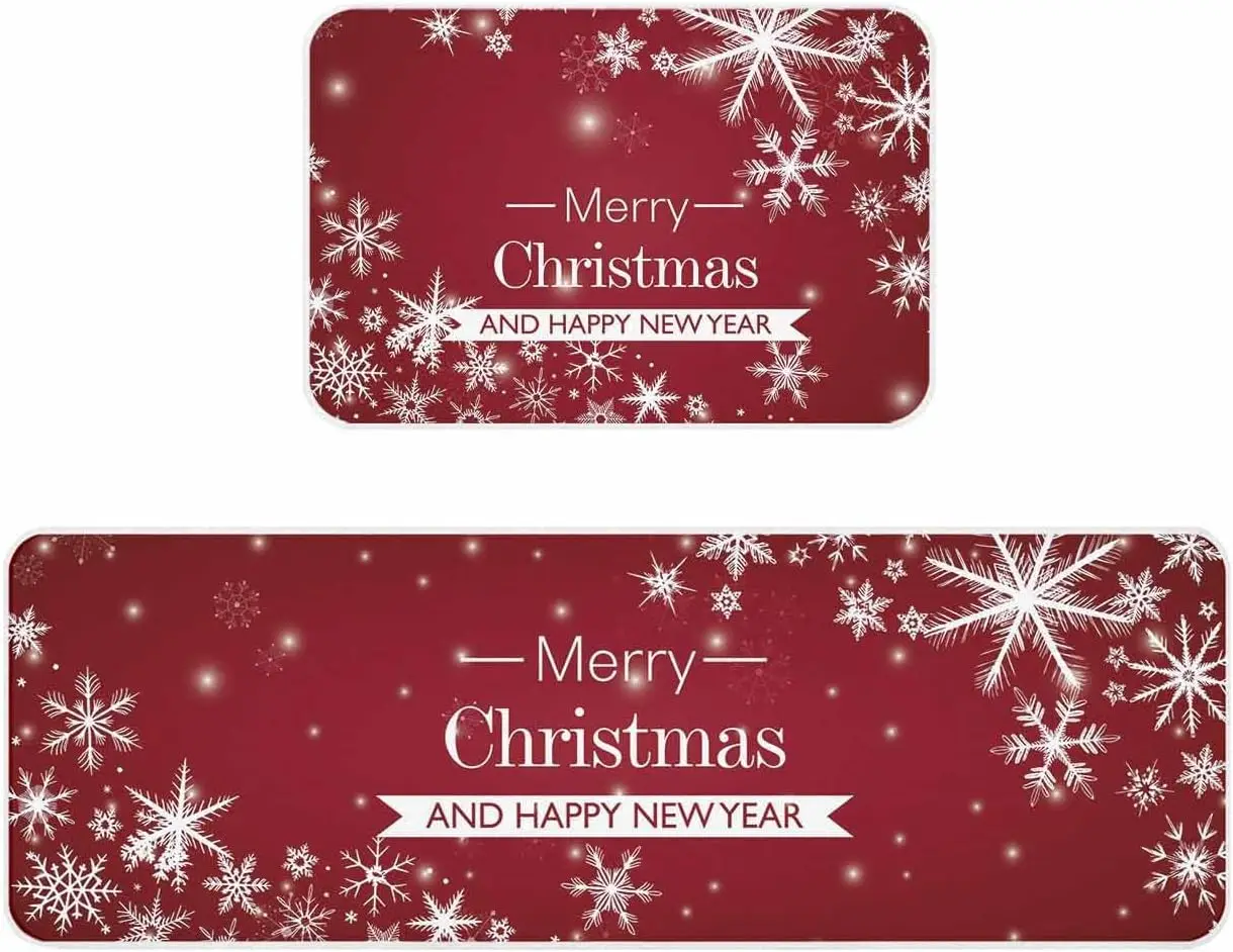 Christmas Snowflake Kitchen Floor Mats Entrance Doormat Decor Non Slip Corridor Balcony Rugs Bathroom Foot Mat Xmas Decor