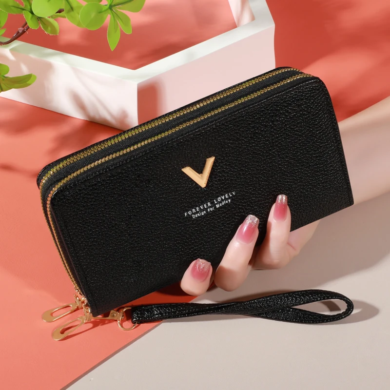Fashionable Wallet For Women, Dual Zipper Closure, Multiple Card Slots, Large Capacity, Stylish Ladies' Coin Purse