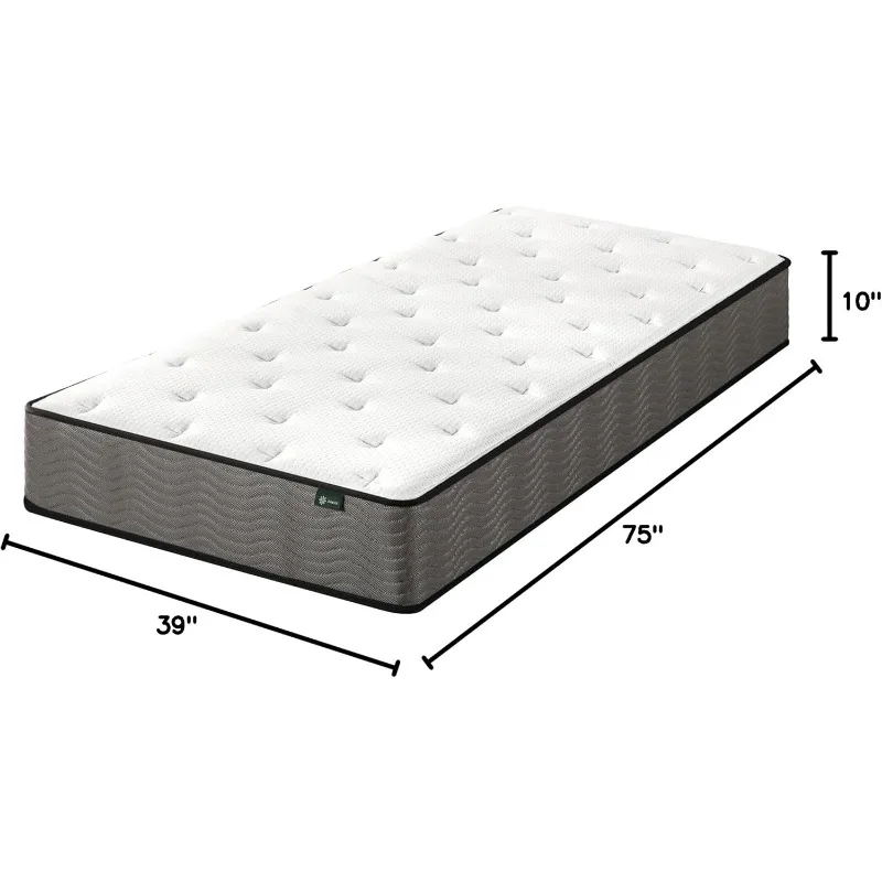 10 Inch True Support Hybrid Mattress（New Small Box）, Twin, Fiberglass Free, Medium Feel, Motion Isolation