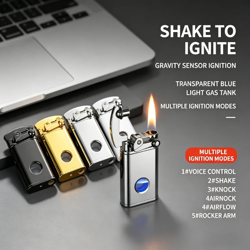 

New Hybrid Cigarette Lighter, Classic Lighter with Gravity Sensing Rocker Arm, Unique Portable Lighter for Gifting Tool
