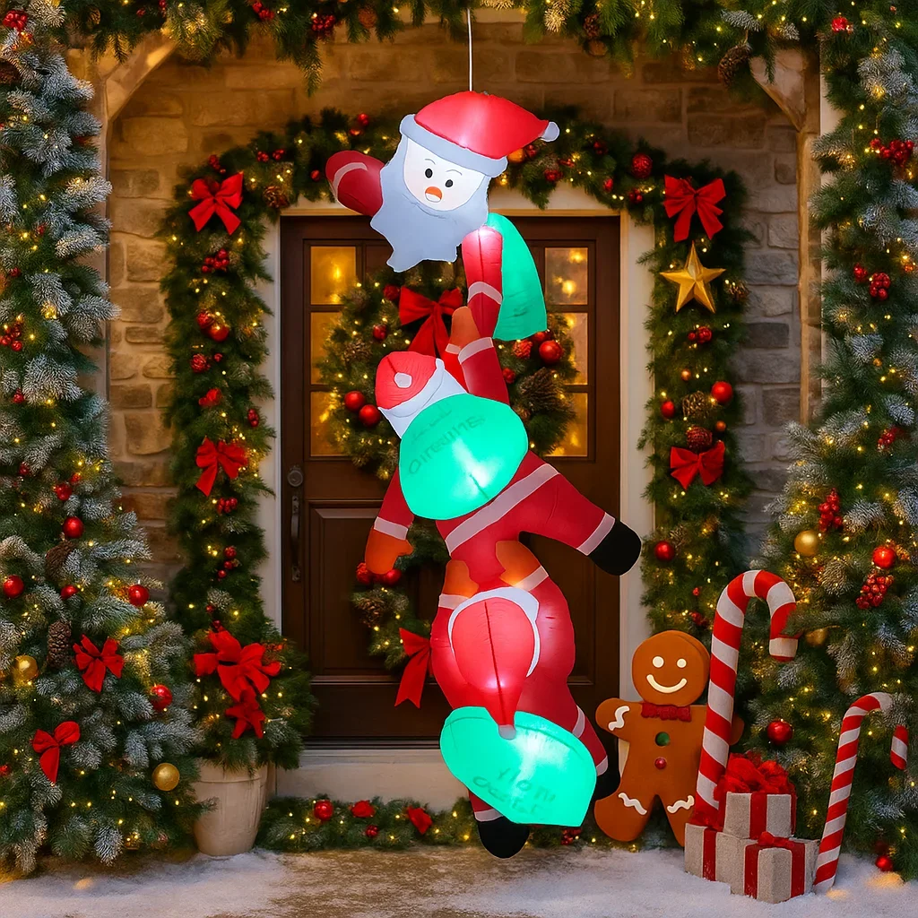 2.4 متر/7.8FT نفخ سانتا كلوز تسلق أضواء ضوء LED ديكور المنزل اللعب ساحة عيد الميلاد عطلة لوازم في الهواء الطلق ساحة ديكور