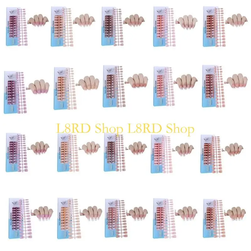 L8RD 무광택 프랑스 천연 거짓 네일 팁 확장 커버 인공 가짜 손톱 손가락 조각 매니큐어 도구 살롱 홈 DIY