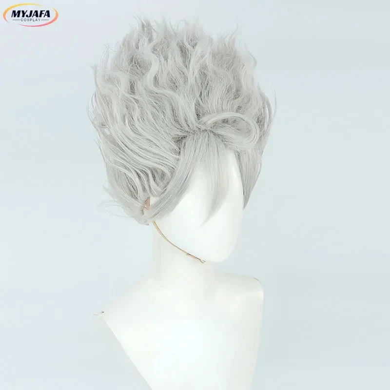 Peluca de Cosplay de Monkey D. Luffy, Sombrero de Paja, Gear 5, Nika, Gris Plateado, Rizado, Resistente al Calor, Cabello Sintético, e;5'b7/m'