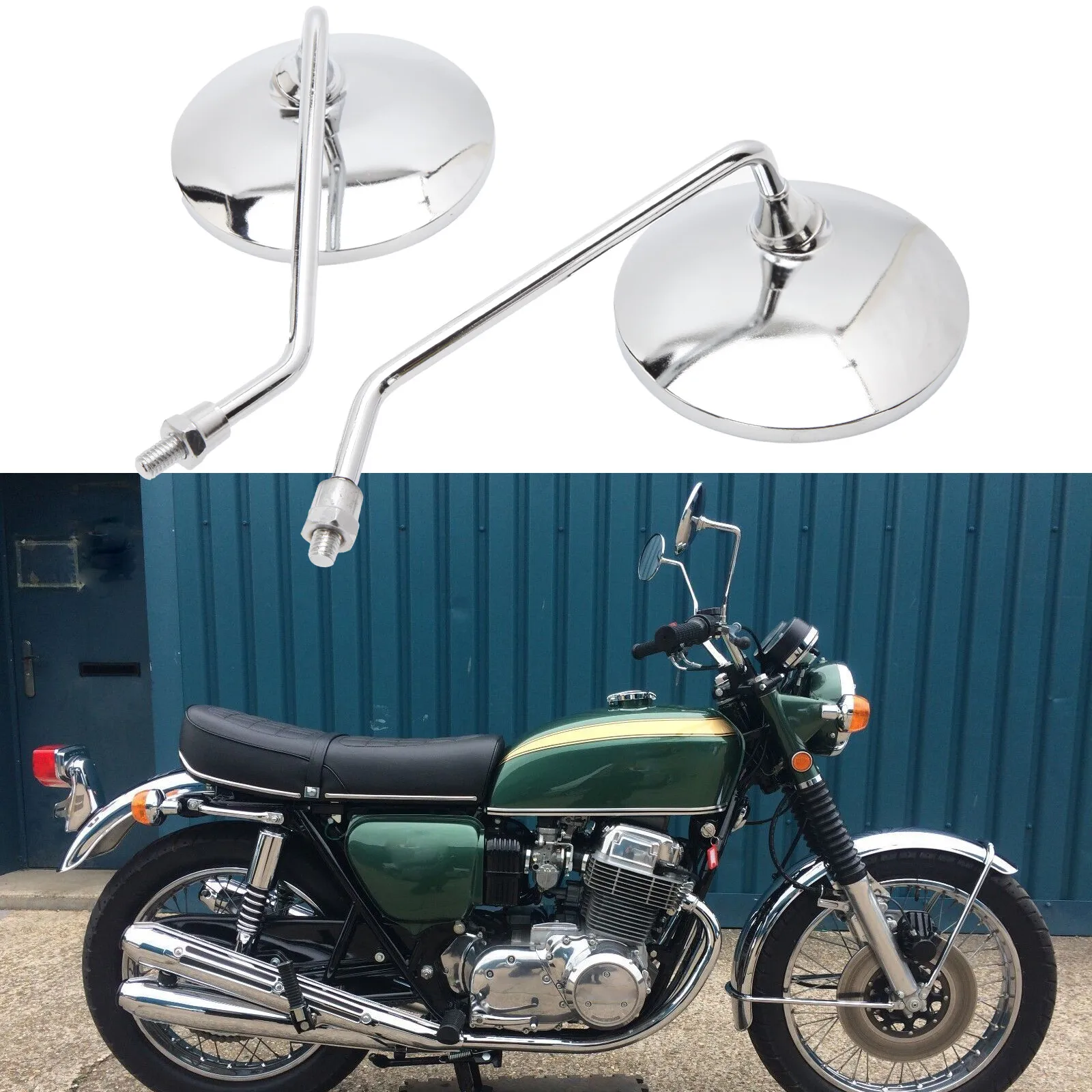 

For Scooter Honda Yamaha Suzuki Chrome Motorcycle Rear View Side Mirrors 10mm