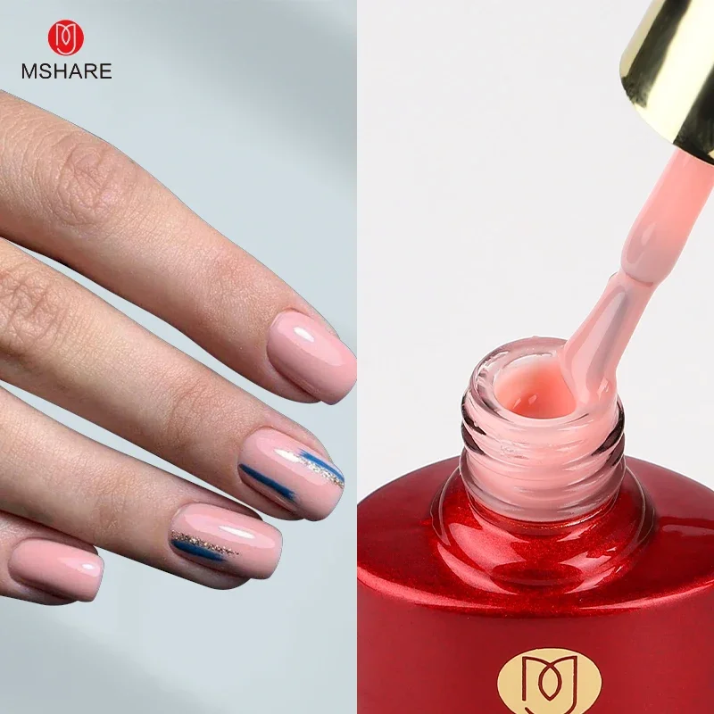 MSHARE Milk Milky White Base Gel Polish Camouflage Color Rubber Base Nail Base Coat 10 ml