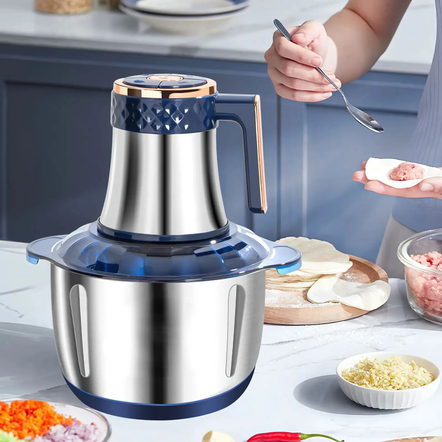 NEW High-Quality Stainless Steel Multifunctional Meat Grinders and Vegetable Slicer Processor Chopper - 6S Food Crusher for Fast