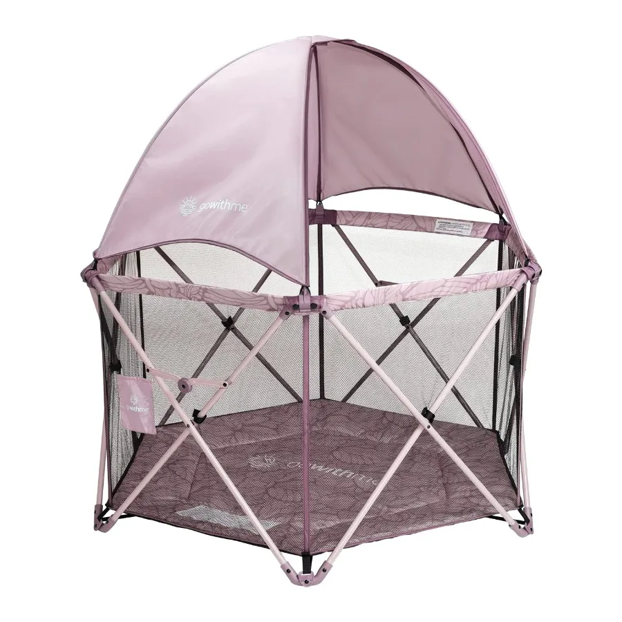 Go with Me Eclipse Deluxe Portable Playard Playpen Sun Canopy Indoor and Outdoor Ultra Padded Nylon Floor Canyon Rose