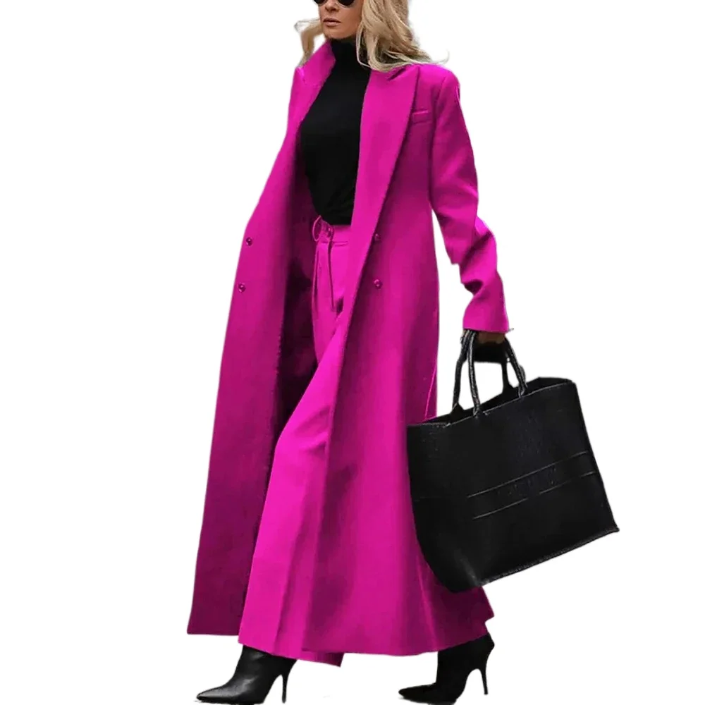 Fashion Solid Color Women Suits 2 Piece Set Purple Long Blazer+Trousers Office Lady Belt Female Formal Party Clothing Custom