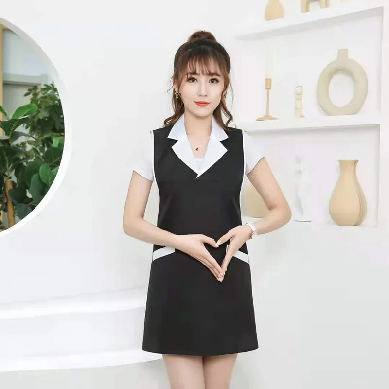 Professional Restaurant Bar Waiter Antifouling Apron Women Home Housework Cleaning Bib Female Nail Coffee Shop Overalls Korean