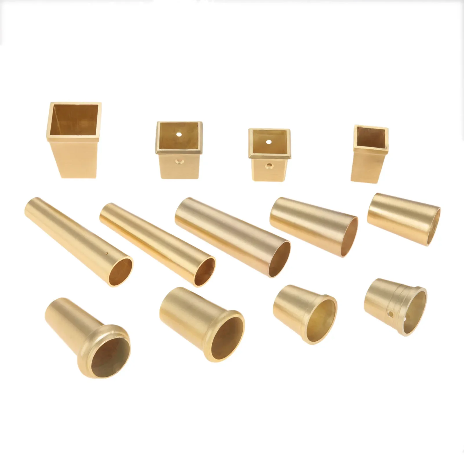 1pc Furniture Leg Cover Foot Solid Copper Tip Brushed Brass Table Chair Cylinder/Cone Cap Protect Decor 20-42mm Bottom Safe Pad