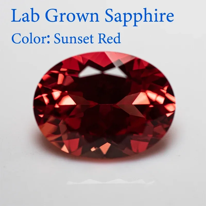 

Top Lab Grown Sapphire Oval Shape sunset red Color Charms Gemstones for Diy Jewelry Making Material Selectable AGL Certifica