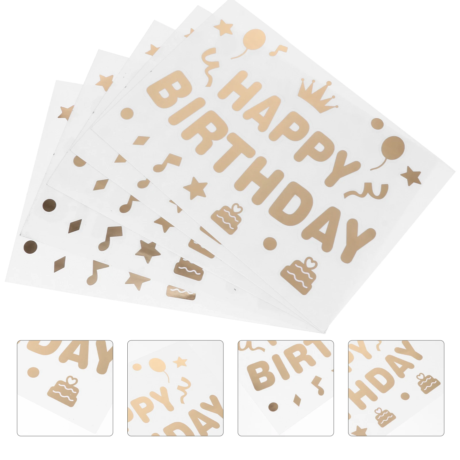 

5 Pcs Self-adhesive Stickers Happy Birthday Windows Cling Clings for Classroom Applique Decals Car Plastic Decorative