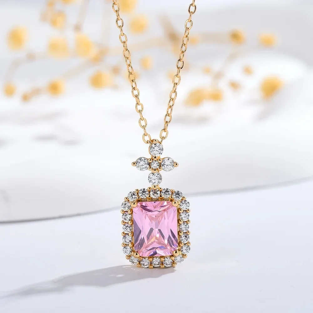 

Women's Aquamarine Topaz Necklace Light Luxury Unique Style Simple Collar Chain High-End Elegant Jewelry Accessory