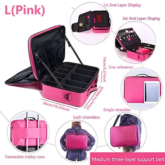 Professionele make-up case vrouwelijke reizen grote capaciteit schoonheid nagel toolbox cosmetische organisator koffers voor make-up opbergdozen