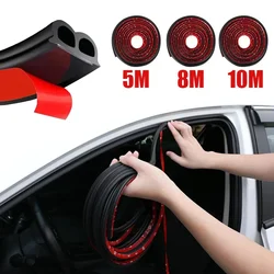 5/8/10 Meters B Type Car Door Seal Strips Noise Insulation Windproof Weatherstrip Rubber Seals Sticker Auto Interior Accessories