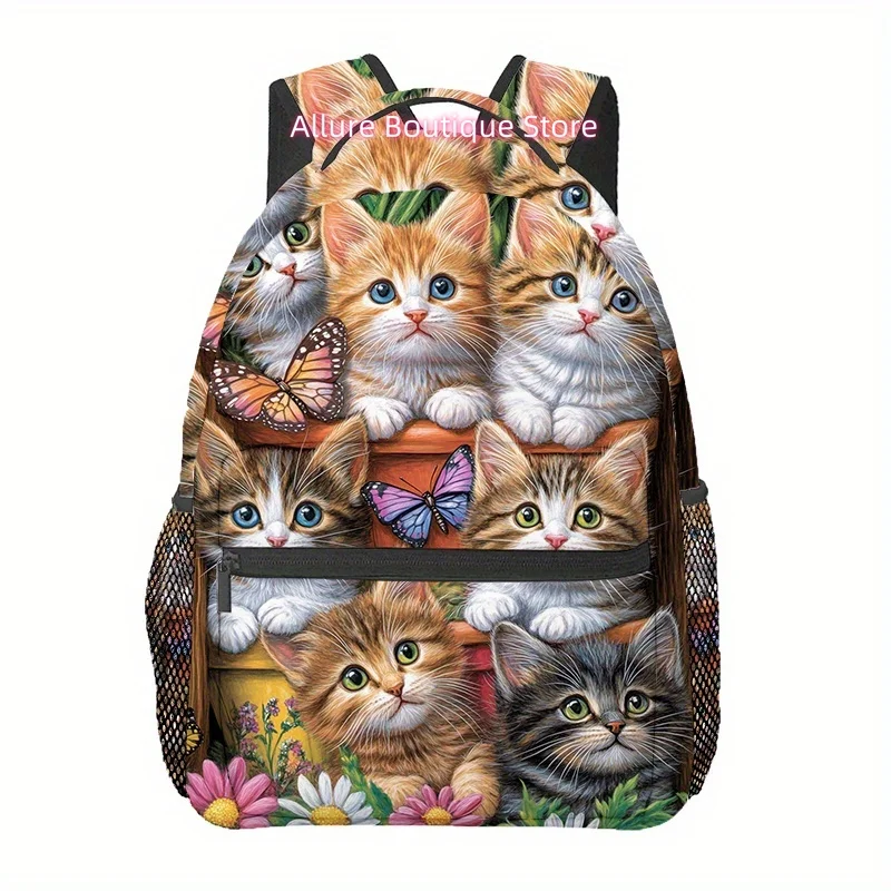 Cat (9) Alien (1) Outdoor Hiking Backpack - Lightweight Foldable Travel Backpack with Alien-Themed Print, Adjustable Padded Stra