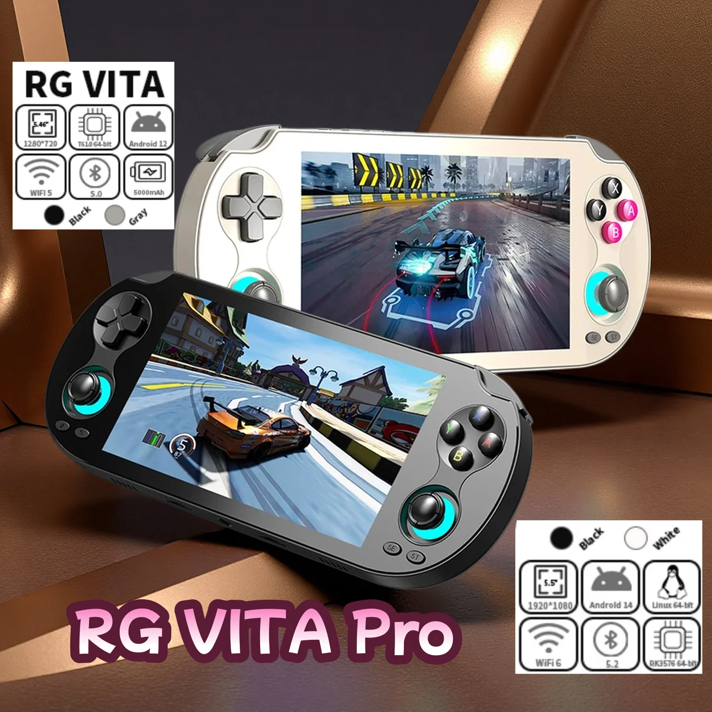 

Портативная игровая консоль ANBERNIC RG VITA/RG VITA Pro на Android, ретро-плеер с аккумулятором 5000 мАч, поддержка RixelHK, Wi-Fi, онлайн-мультиплеер