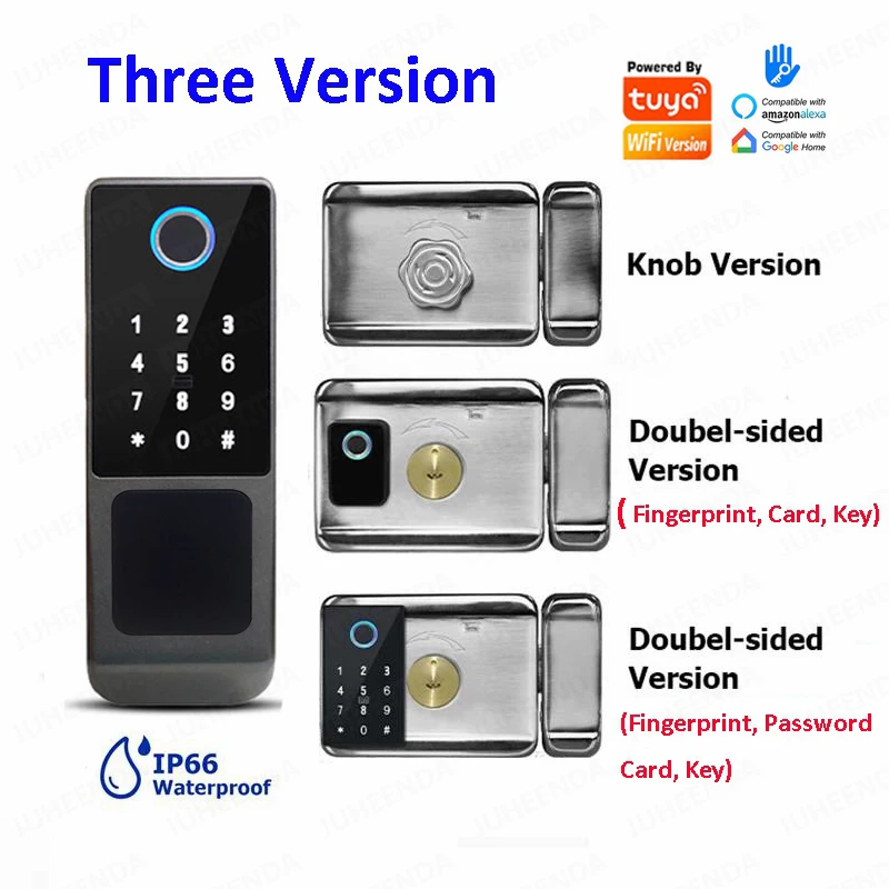 Imagem -02 - Tuya Impermeável Fechadura Eletrônica da Porta Wi-fi Smart Lock Ttlock App Sensor de Impressão Digital Cartão ic Senha Digital Keyless Home ao ar Livre