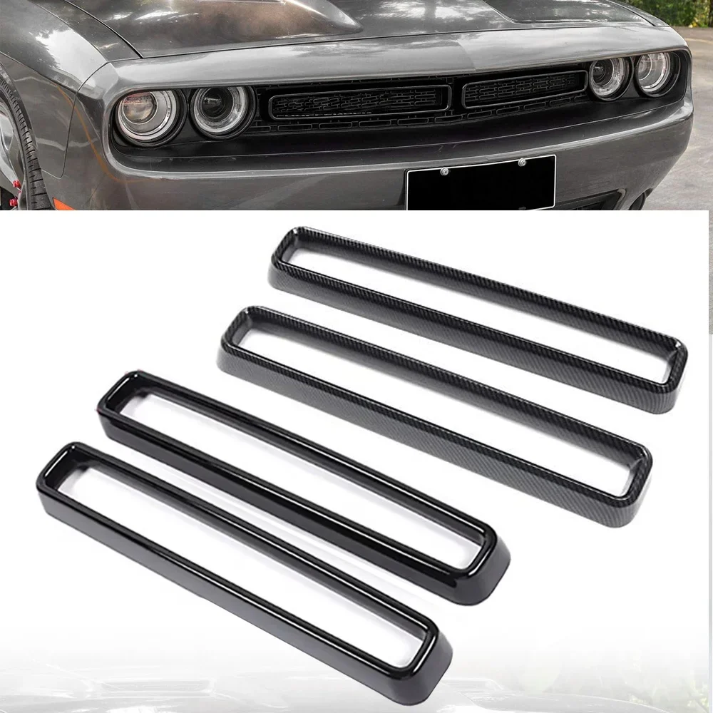 2pcs Car Front Grill Grille Inserts Cover Trim Kit For 2015-2020 Dodge Challenger SRT Hellcat Redeye Coupe 2-Door Auto Parts