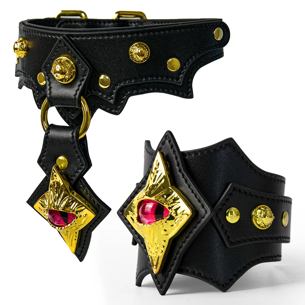 LEZEE Sexual Belt Cosplay Set Handcuffs Wristband Footcuffs Binding Straps Adult Bondage Harness Collar With Grasping Leash