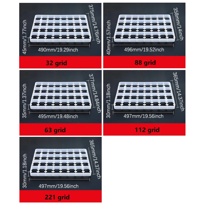 88/112/221 Grid Chicken Eggs Tray For Duck Quail Bird Poultry Egg Incubator Machine Sorting Shipping Eggs Container