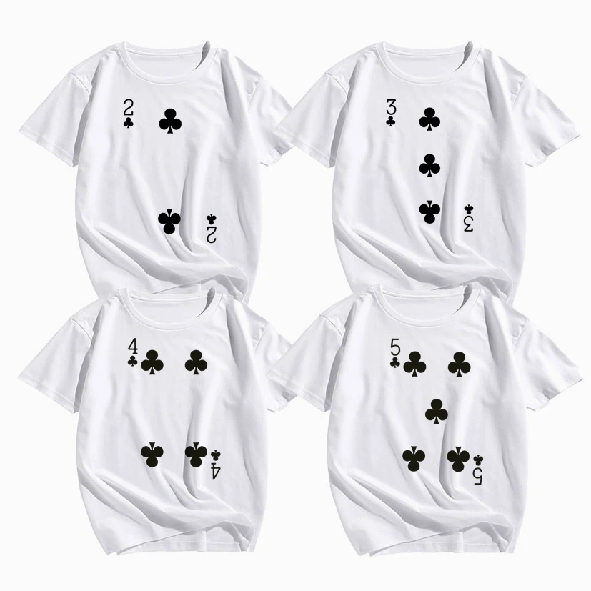 Deck of Cards Group Costume T-Shirts Poker Outfit Cards Bridge Cards Women&Men Matching Playing Cards for Casino Party Costume