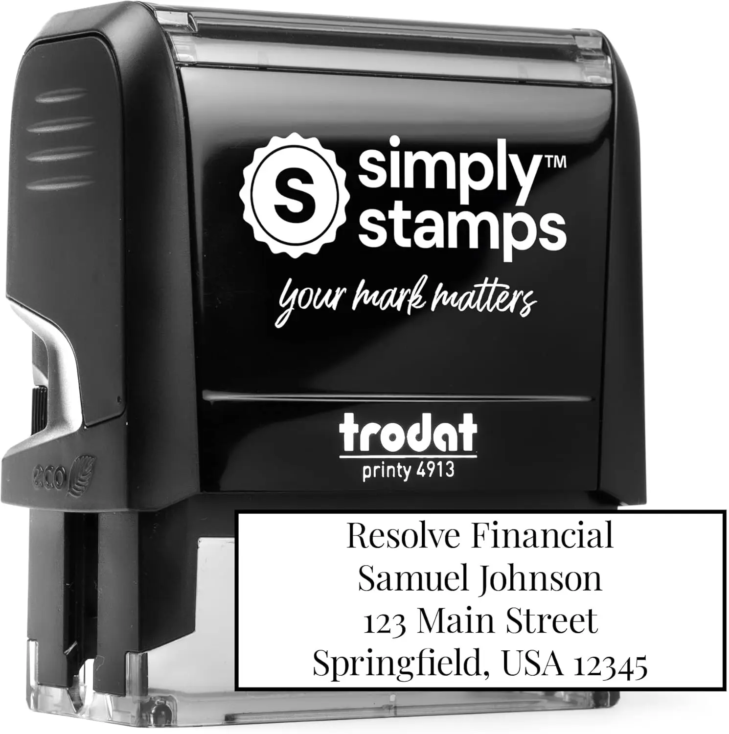 

Custom 4-Line Address Stamp, Self-Inking, 12 Fonts, Multiple Ink Colors, 7/8"x2-3/8"