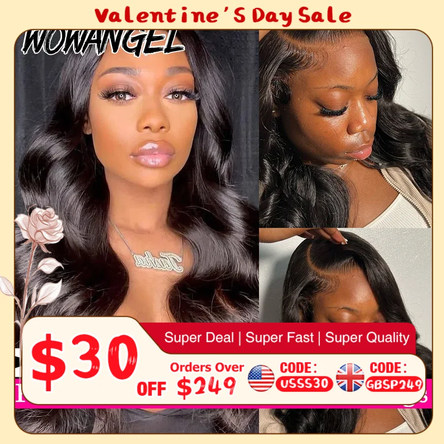 Wow Angel 13x6 HD Lace Front Wigs 250% Remy Hair Body Wave Human Hair Wigs HD Lace Wigs Pre Plucked Wear To Go Wigs for Women