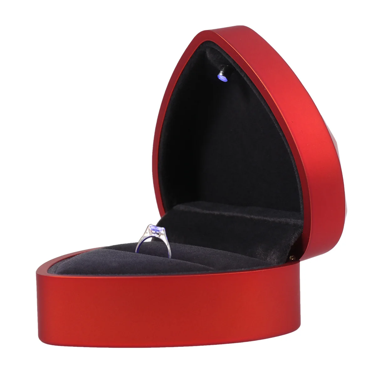 Kotak Cincin Bentuk Hati LED Merah Berlampu Penyimpanan Perhiasan Lamaran Pernikahan Ulang Tahun Hari Valentine Kotak Cincin Pajangan