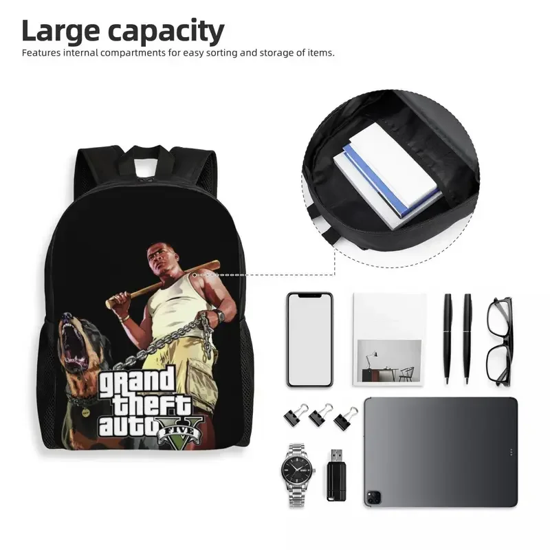 Grand Theft Auto Laptop Backpack Women Men Fashion Bookbag for College School Students GTA Adventure Game Bags