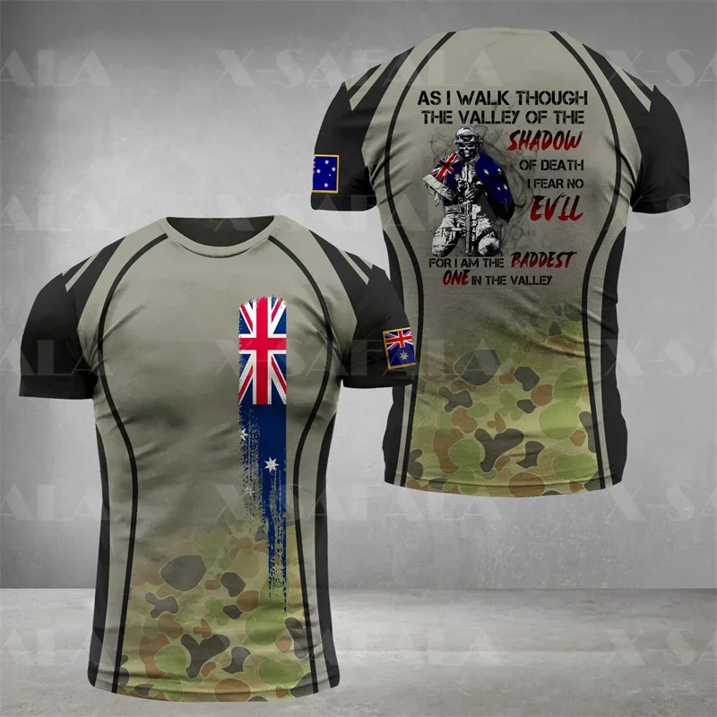 Customization Australia Flag Skull Graphic T Shirt For Men Clothing Aussie Flag T-shirt Forest Jungle Camouflage Tee Shirts Shor