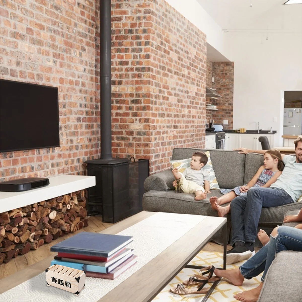 

1pc Wooden Piggy Compact Wood Saving Box For Home Decor Desktop Adornment Container Container Retro Style Storage