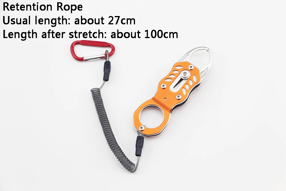 Fish Grip Outdoor Portable Lock Pesca Fishing Tackle tools Fish Lip Clip Folding Gripper Ultra light weight with Retention Rope