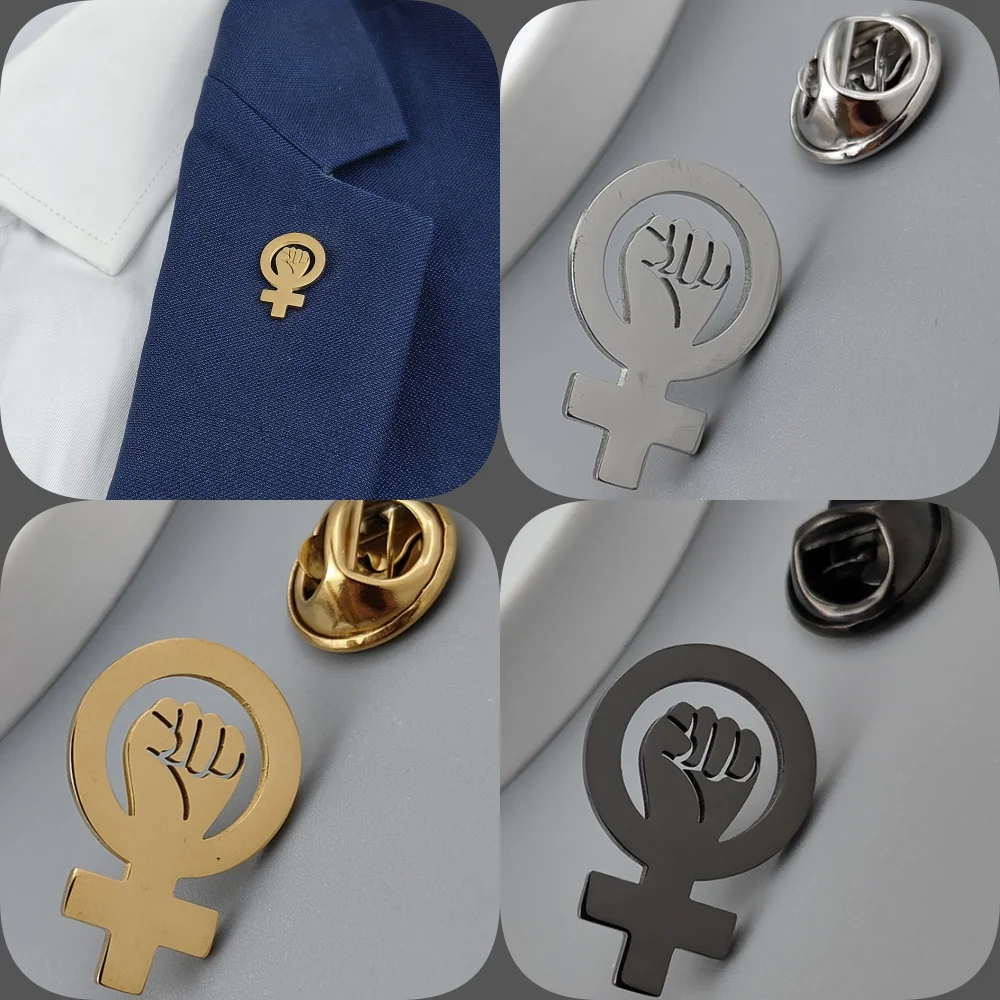 Gold-plated badge of peace and unity, suit lapel pin stainless steel black, anti-exposure buttons for women, brooch for men