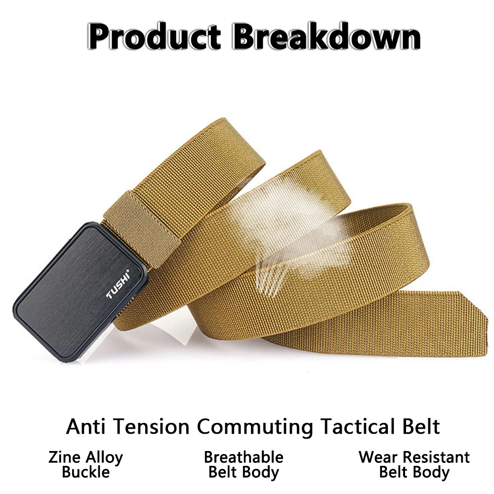 TUSHI Sabuk Taktis Gesper Otomatis Baru untuk Pria Sabuk Kanvas Kipas Militer Multifungsi Sabuk Pinggang Latihan Nilon Luar Ruangan