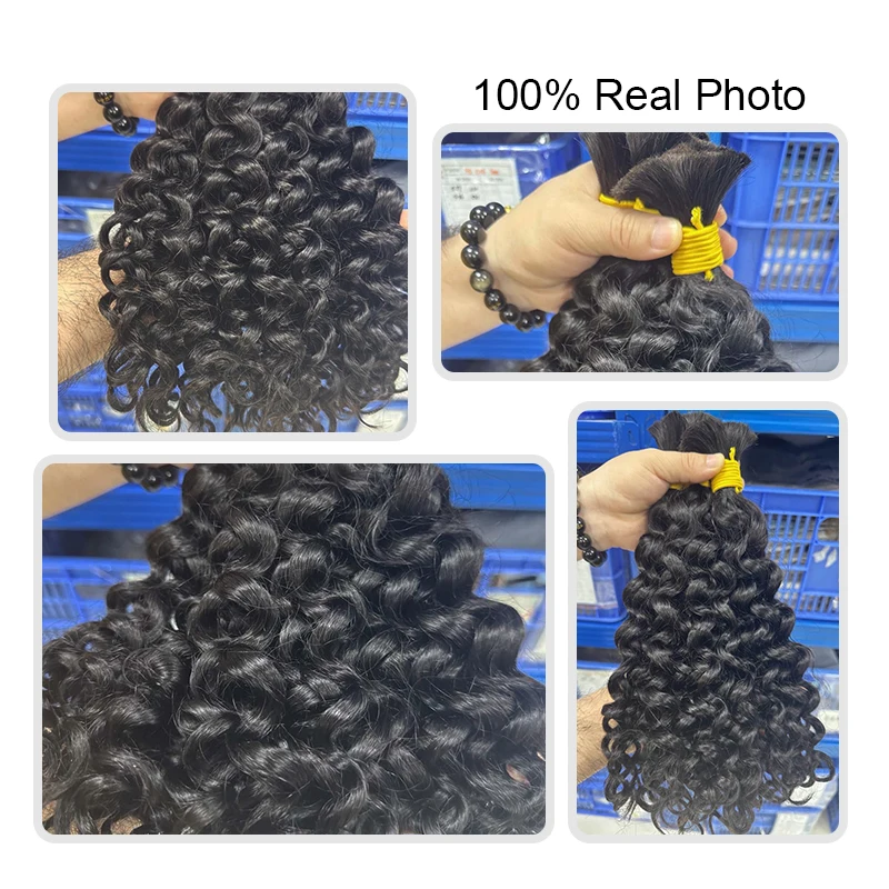 Boho Braids Echthaar Bulk ohne Tressen, Wasserwellen Brasilianisches Haar, Dickes Echthaar zum Flechten – Detail 6