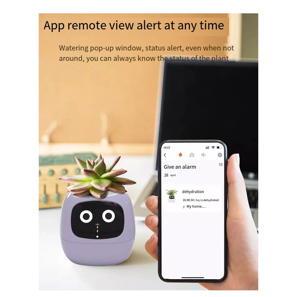 【New User Coupon】AI Pet Flowerpot Planting Robot 7 Smart Sensors Smart Planter Plant Time Temperature Display Flower Pots Yellow