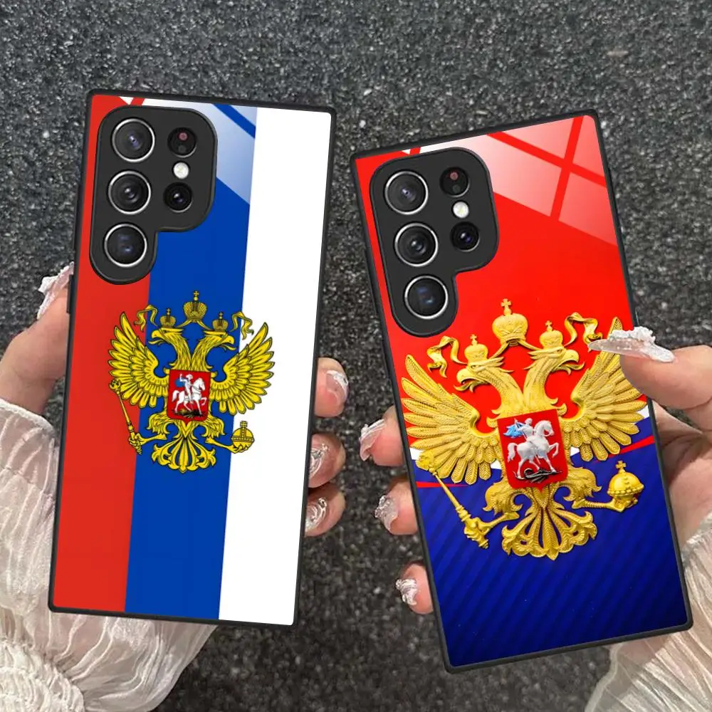Russia Flag Mobile Cell Phone Case for Samsung Galaxy S26 S25 S24 S23 S22 S21 S20 Note20 Plus FE Ultra Glass Colorful Cover - view 3