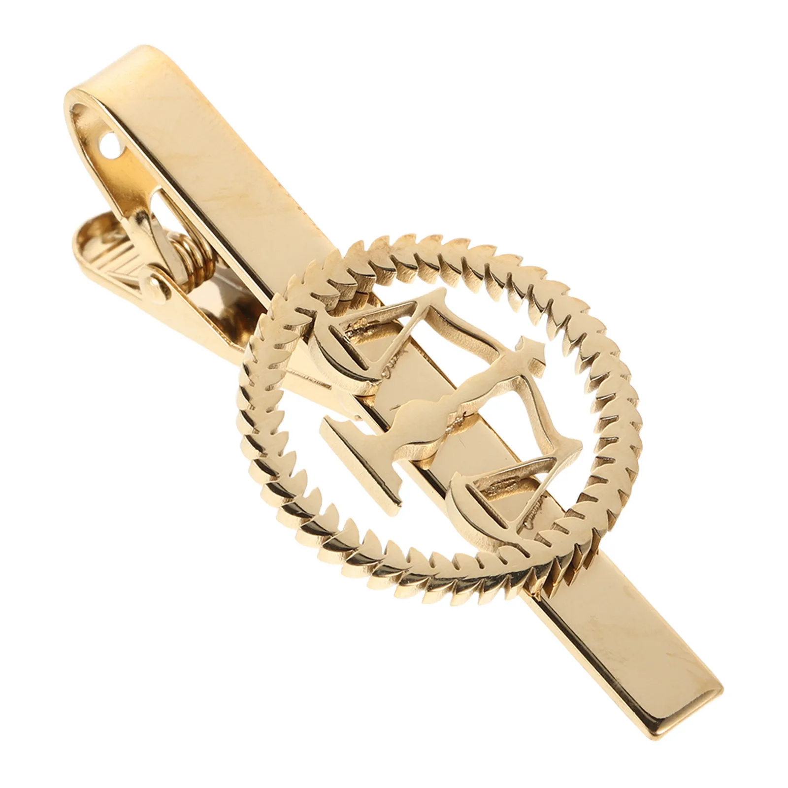 Mens Golden Stainless Steel Libra Tie Clip Lawyer Justice Emblem Necktie Bar Formal Office Wedding Business Accessories