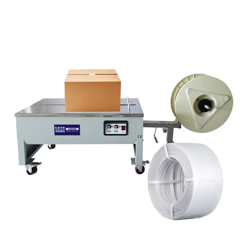 CE KAITO Automatic Tabletop PET Strapping Machine for Adjustable Tension High Safety Carton Box Export Cargo Bundling