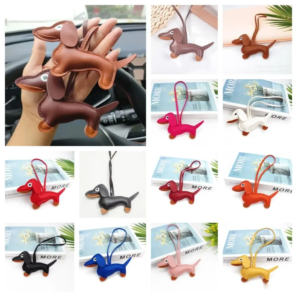 Cute Puppy Dachshund Keychain Multi-color Animal PU Leather Bag Pendant Fashion Cartoon PU Leather Hanger Bag Ornament