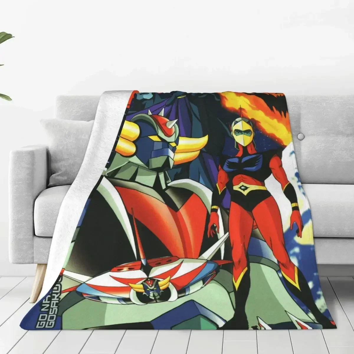 Goldorak-Manta de franela de Anime Actarus Mazinger Z, manta cálida impresionante para decoración textil del hogar, OVNI Robot