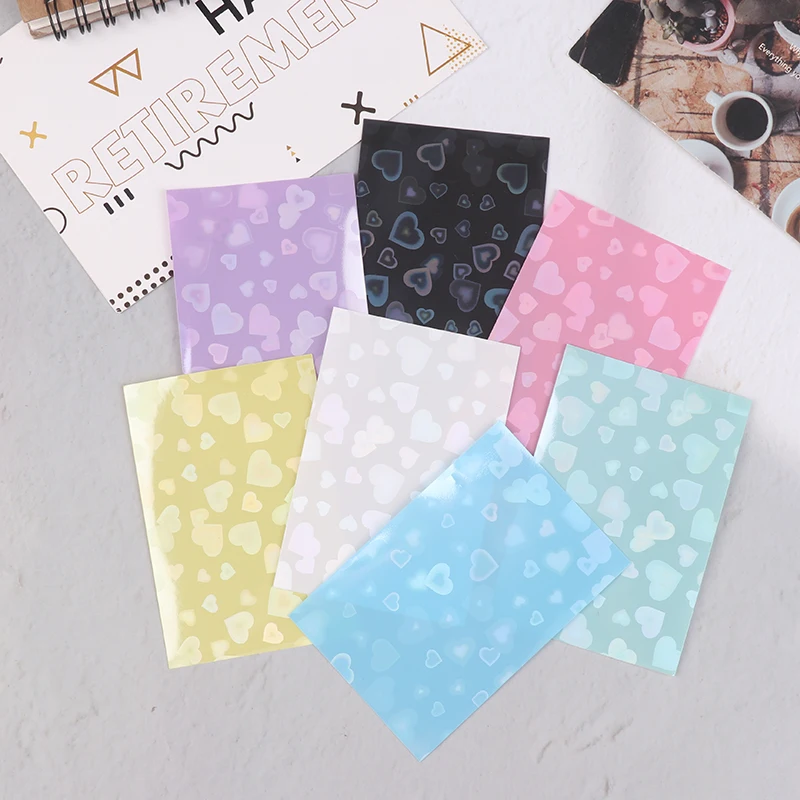 Fundas protectoras para tarjetas Kpop, 50 piezas, 61x91MM, corazón Bling, soporte para tarjetas fotográficas