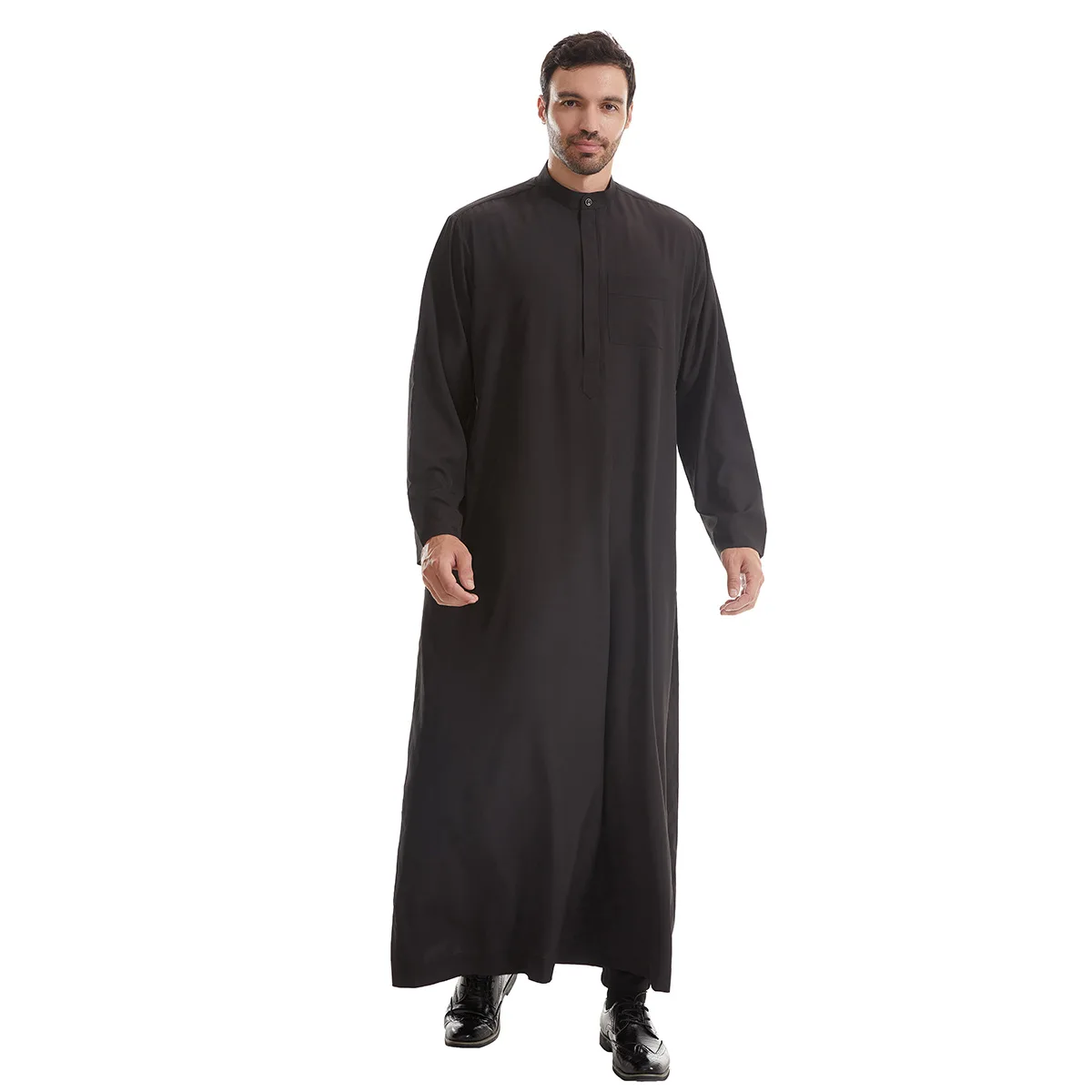 Vestido musulmán con cremallera frontal para hombre, Túnica árabe de Jubba Thobe, caftán de Turquía, Dubai, Abaya saudita, ropa islámica, Ramadán, Djellaba, Dishdasha