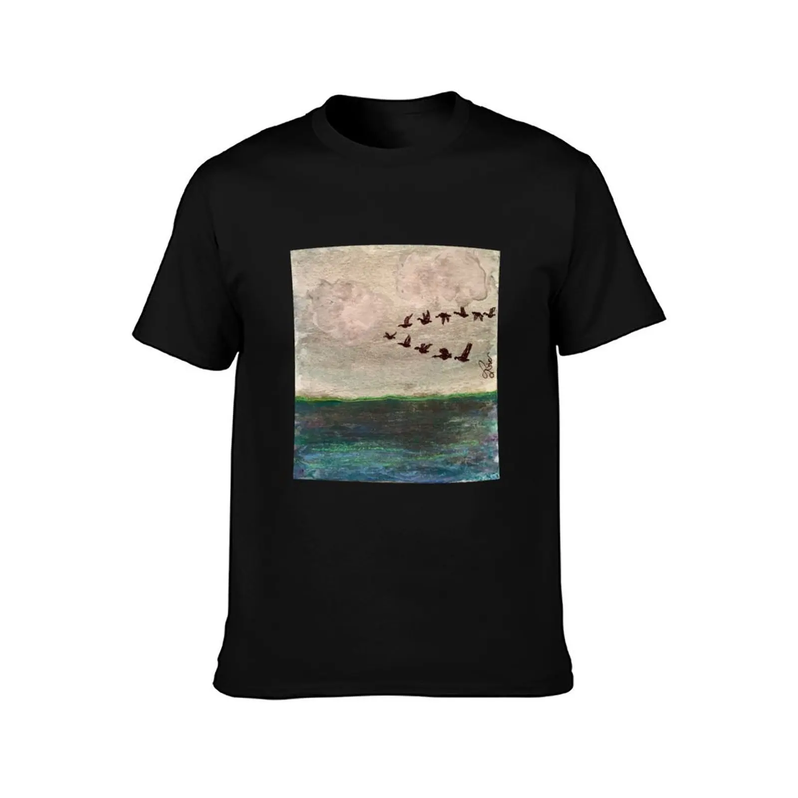 Flying V of Geese T-Shirt blue archive plus size clothes sports fans customs Men's t shirts