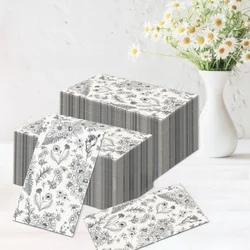 20pcs/Pac 34.2*40.6cm 2-Ply Black and White Sketch Daisy Dandelion Long Paper Napkin Party Holiday Disposable Paper Placemat