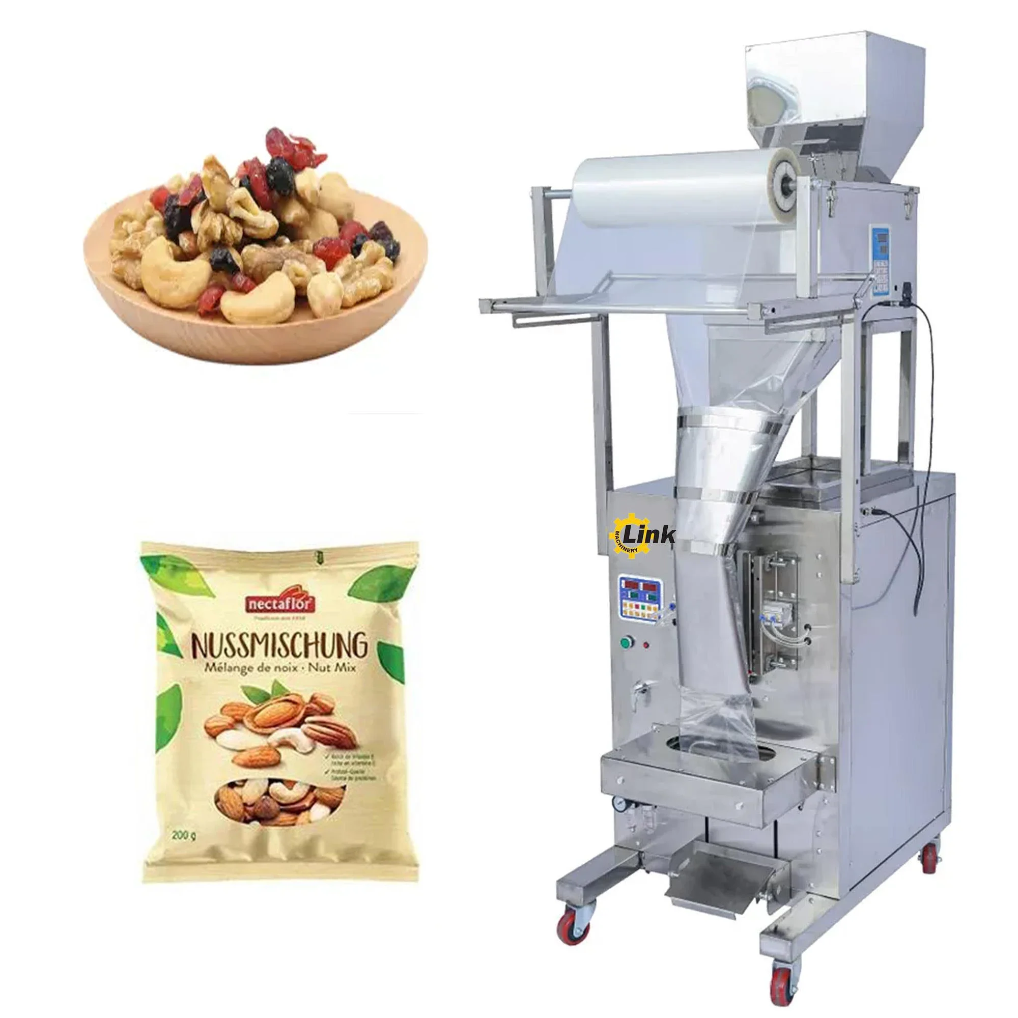 LINK brand Best Price Full Automatic Large Weighing Soft Candy Popcorn Chips in Bags Nuts Packaging Machine