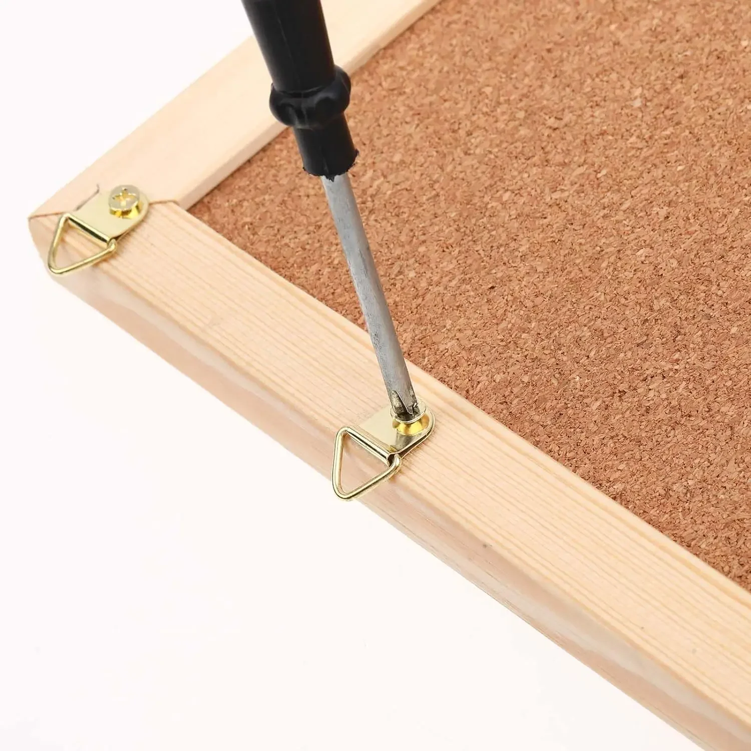 100 Sets Bilderaufhänger mit Schrauben, kleiner dreieckiger Ring, leichte D-Ringe für Uhr, Spiegel, Gemälde, Kunstwerke, Bilderrahmen – Detail 11